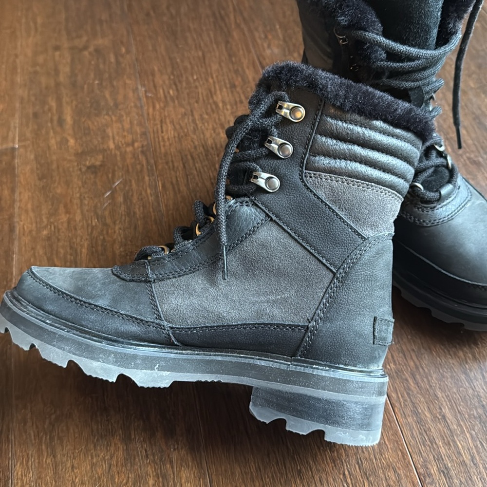 Sorel Lennox Waterproof Leather & Suede Boots Black | Women’s Size 6 - Picture 9 of 10